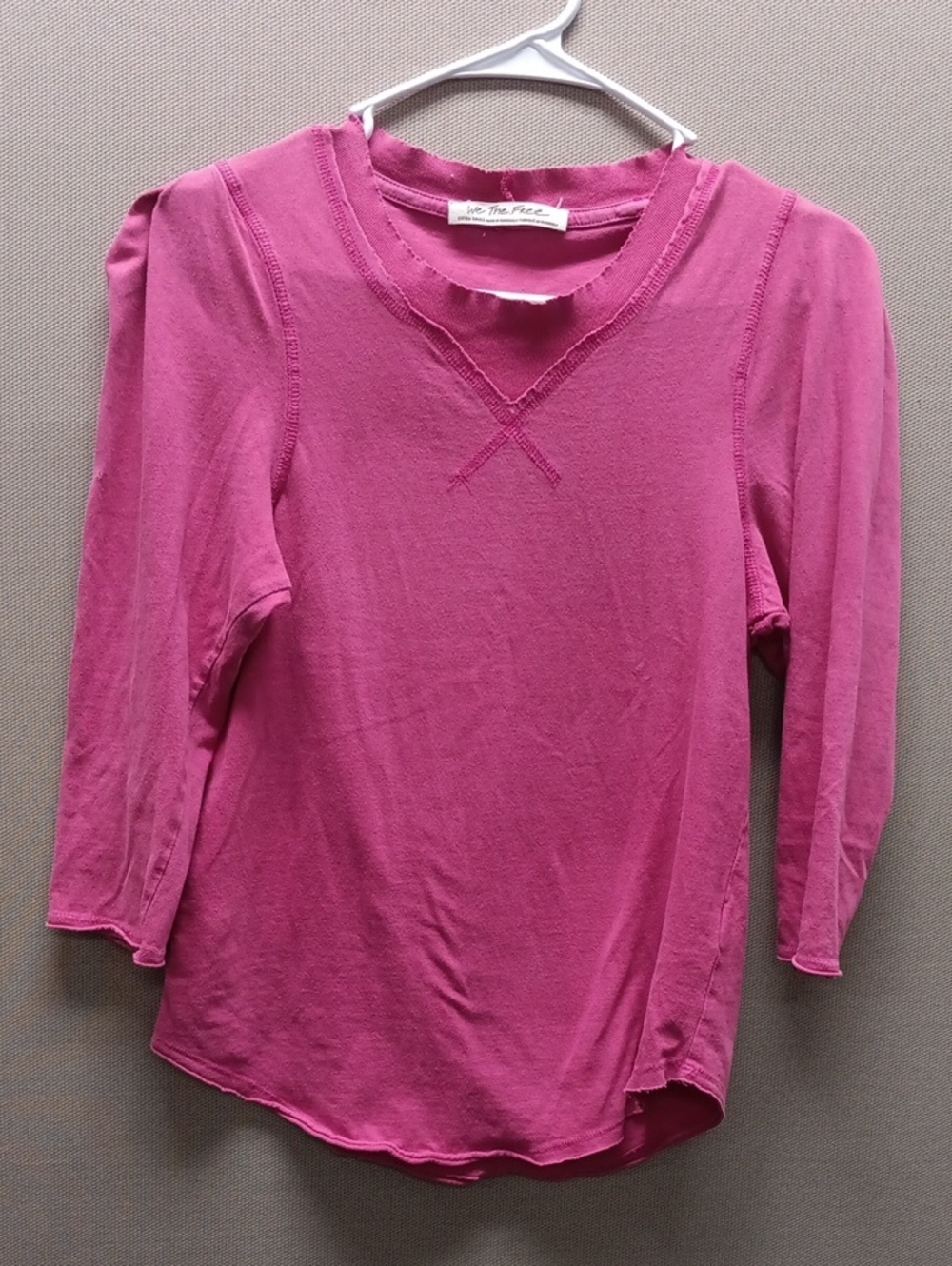 Free People Rose Pink Lightweight 3/4 Sleeve Tee